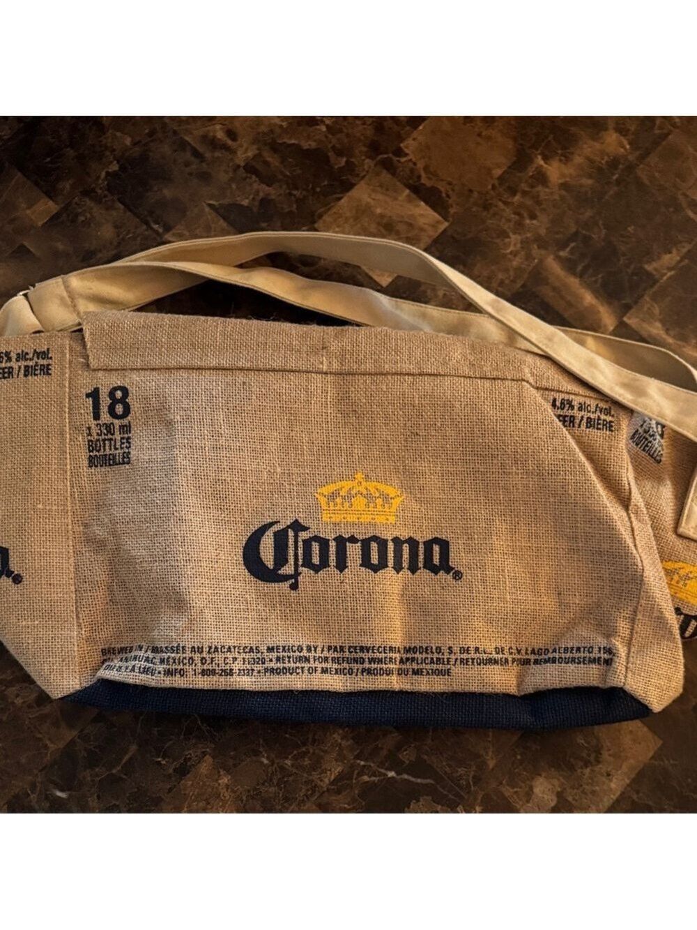 Corona Beige and Navy Large Burlap Belt Bag BNWOT❤️